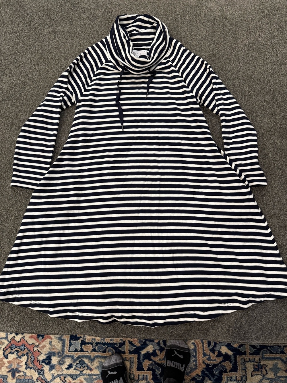 FOIL Striped Navy and White Cowl Neck Dress